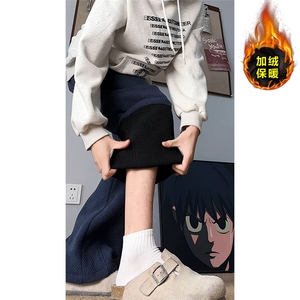 复古运动风加绒保暖休闲裤男宽松直筒长裤K8695JR（加绒）特价P49图片