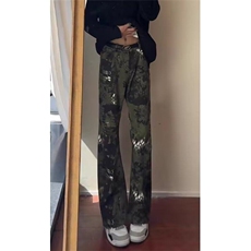 蛇纹高个子牛仔裤男款美式潮牌痞帅炸街裤子设计感小众直筒微喇裤，男装休闲裤，星座1116A（原606A-3）