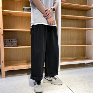 夏季港风ins网红休闲裤男直筒宽松坠感阔腿韩版潮流九分裤k42-p35图片
