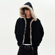 潮座山雕毛领短款加厚外套男女冬季美式工装夹克棉服1029P125，男装夹克，电商D256-2(原A064-2)