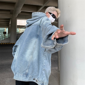 WY91-P58美式复古宽松型连帽牛仔卫衣图片