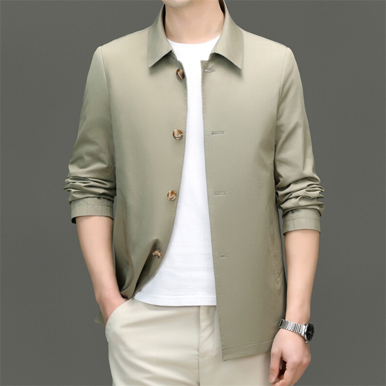 D-FY6817春秋新款男士中长款风衣翻领外套简约通勤商务男装，男装风衣，电商B360