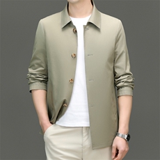 D-FY6817春秋新款男士中长款风衣翻领外套简约通勤商务男装，男装风衣，电商B360