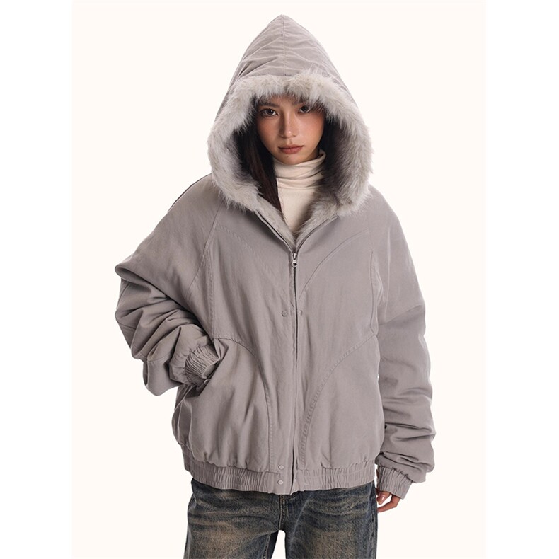 现货高品质美式高街冬季重磅硬挺短款座山雕毛领棉衣男女加厚外套，男装棉衣，电商A486