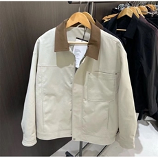 新款现货纯棉夹克男翻领撞色上衣外套A157B-J2520-P80，男装夹克，电商A157B