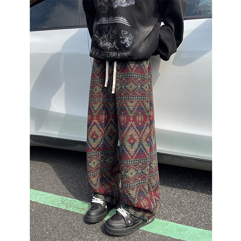 8XL-M羊羔绒裤子男冬季加绒加厚民族风重磅针织棉裤大码KZ023P78,男装棉裤,电商B312