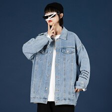 2021秋新中性风蒙马特大码男破洞字母刺绣牛仔夹克外套NJ8023-P70，男装夹克，电商A001