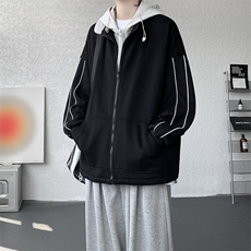 8XL-M秋季假两件加厚卫衣男棒球服夹克风衣外套WY36P78，男装夹克，电商D206-1