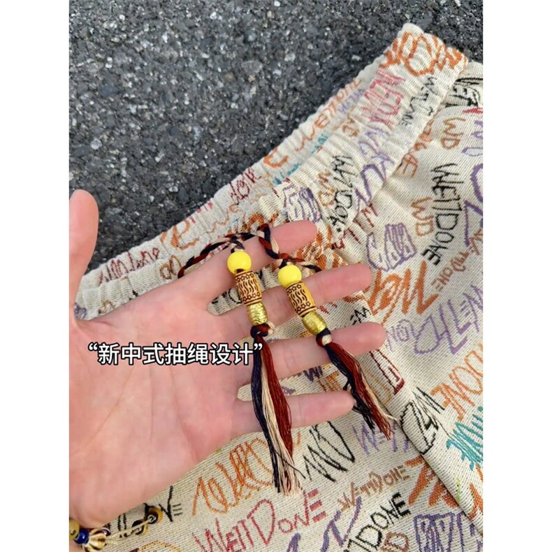 B221美式ins高街暗黑宽松民族风五分裤短裤LK25541-特P28控58,男装休闲裤,电商B221