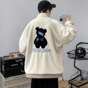冬款加绒加厚棉衣外套徽章潮羊羔绒保暖棉服男士8843-P110控价138图片