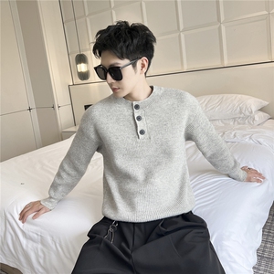 B353 MY8820 P75 L-2XL 中灰冬季男常规版型潮版针织衫套头毛体图片