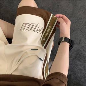 2025春夏新款字母刺绣拼接短裤宽松 M~5XL XZ604-DK802-P45控58图片
