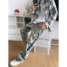 B221美式ins高街小众个性男女破洞牛仔裤LK23001-P65控88，男装牛仔裤，电商B221