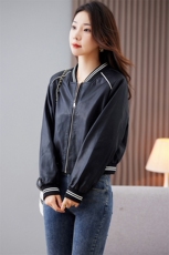 欧货皮衣外套女机车服短款上衣2023秋季新款pu皮棒球服夹克潮ins，女装皮衣，江南女神