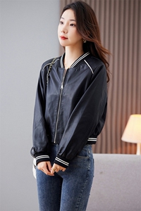 欧货皮衣外套女机车服短款上衣2023秋季新款pu皮棒球服夹克潮ins图片