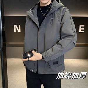 加棉加厚男士秋冬新款连帽青年简约休闲保暖夹克外套NM826-P110图片