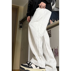 24秋冬美式侧褶皱阔腿垂坠感拖地百搭休闲卫裤男K3216-特38加绒48，男装休闲裤，电商A009A（原A058A）