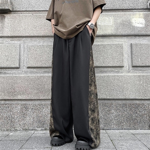 夏季新款复古宽松拼接阔腿西裤男潮牌百搭休闲长裤 现货K8016-P42图片