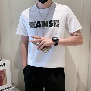 2025新款夏季短袖T恤男潮牌百搭印花上衣半袖体恤A313-1-5830-P48图片