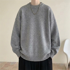 重磅秋冬男女纯色打底针织衫圆领套头半高领毛衣美式复古休闲上衣，男装T恤，电商A486