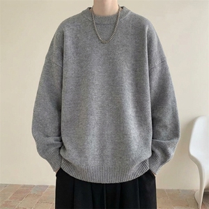 重磅秋冬男女纯色打底针织衫圆领套头半高领毛衣美式复古休闲上衣,男装T恤,电商A486