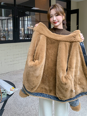 2024冬装新款时尚简约气质加绒牛仔外套，女装牛仔外套，浙宝220