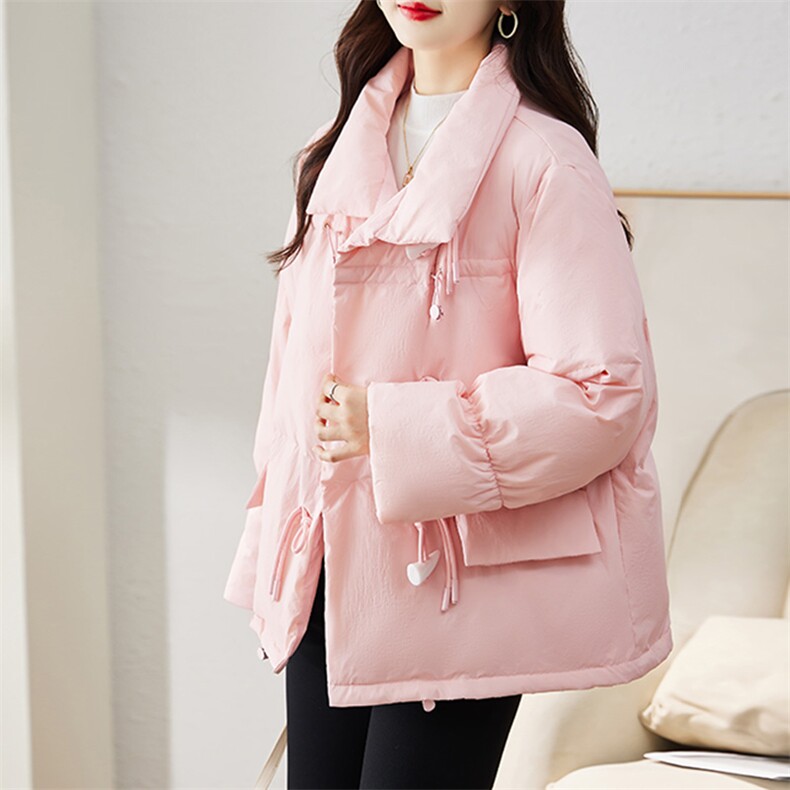 现货羽绒服女连帽新款短款小个子面包服时尚宽松休闲保暖轻暖外套,女装羽绒服,贵人树