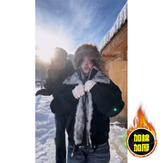 现货高品质美式高街重磅狼王座山雕毛毛领假两件棉衣加厚棉服外套，男装棉衣，电商A486