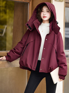 安可拉红羽绒服女冬季新款2024宽松休闲小个子加厚派克服短款外套图片