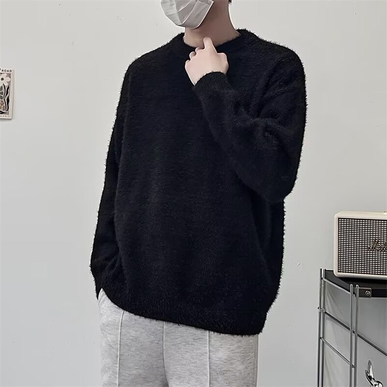 秋冬季街头休闲套头毛衣男款宽松针织衫复古纯色圆领上衣M892，男装针织衫/毛衣，星座1116A-1（原606A）