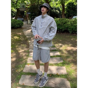 速干透气防晒服套装美式宽松短裤跑步休闲运动服两件套TZ114