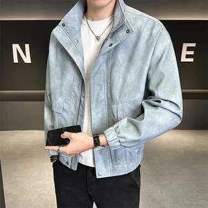 2025春季新款高品质款宽松水洗PU皮衣男外套C317-J1118-P155图片