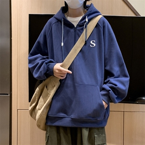 港风秋款男连帽拉链卫衣S字母刺绣休闲夹克外套WY024P50