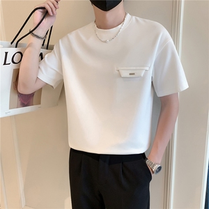 现货2025夏季新款社会小伙口袋金属装饰男短袖T恤TX05P48控68