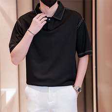 夏男翻领POLO衫拼色男休闲宽松休闲衬衣小伙A236-82570-P50，男装T恤，电商A236