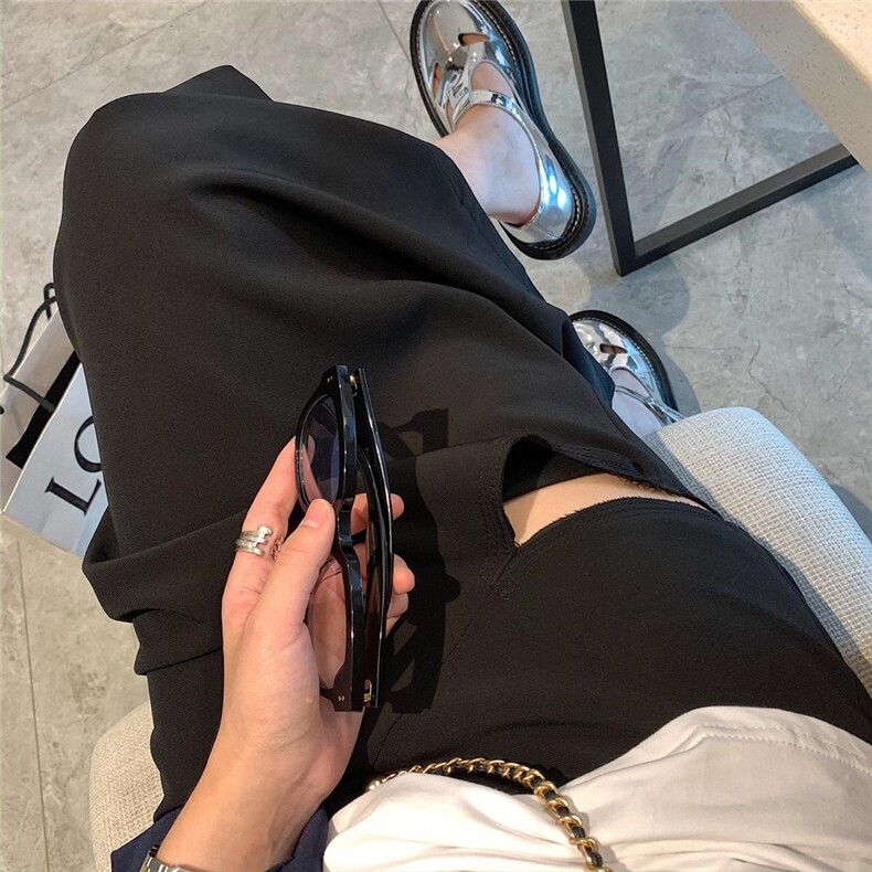 切割开叉半裙，女装半身裙，XTZ style