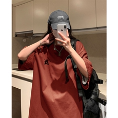 新款美式舒适圆领纯棉T恤小猫抱鱼宽松休闲打底衫HY550TP20控39，男装T恤，电商A102B