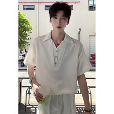 【现货】D5824-批38假两件短袖衬衫夏季潮牌中袖上衣个性polo衫，男装Polo衫，星座603-2