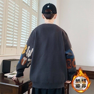 84557加绒-特P65秋冬加绒毛衣男针织打底衫字母提花图片