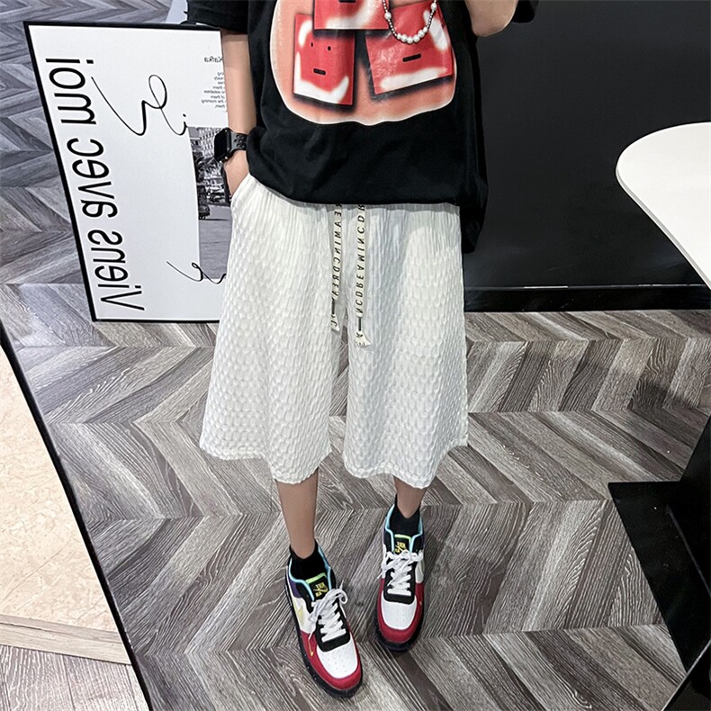 B2212023夏装新款青少年港风休闲冰丝短裤五分裤LK22033-P40,男装休闲裤,电商B221