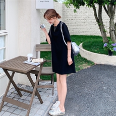夏季新品！简约黑色宽松大版T恤中裙B208-9058-P125K188，女装连衣裙，浙宝208