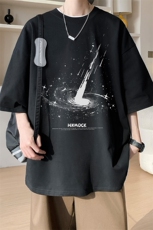 图案已注册夏季流星字母坠落短袖T恤男潮宽松半袖体恤衫D094/P25，男装T恤，电商B209