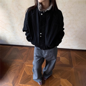 Apocket美式解构缉明线立领工装夹克秋冬加绒加厚廓形宽松棉服女图片