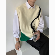 韩系流苏马甲情侣无袖坎肩毛衣背心潮T603-P55，男装背心/马甲，星座1501