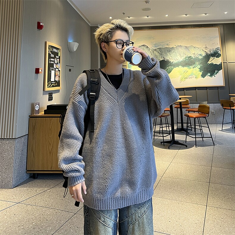 针织衫男士韩版潮流高街帅V领帅气2024冬季新款ins毛衣MZ552-P49,男装针织衫/毛衣,星座412-3