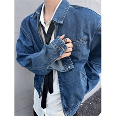 XZ1005-1-TTH0056-批80-庞博文同款垫肩短款夹克牛仔外套，男装工装外套，星座1005-1