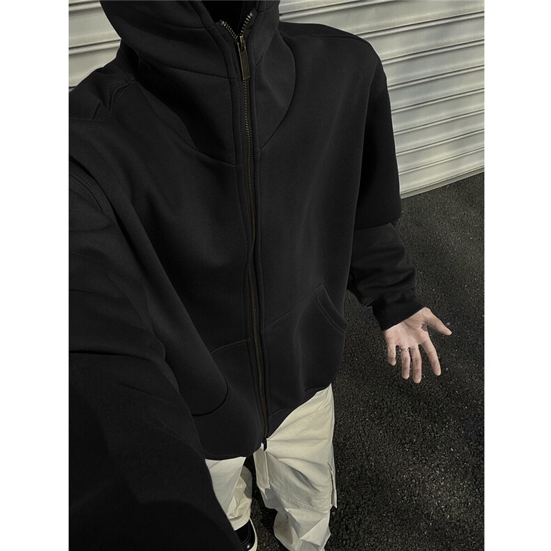 黑墙风2025春(现货)重磅460g高品质帽子结构卫衣开衫TTTB10-P85,男装卫衣,星座1315