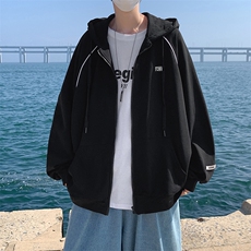 宽松日系休闲假两件夹克新款流行潮流港风青年连帽拼接W1357-P40，男装夹克，星座512-2