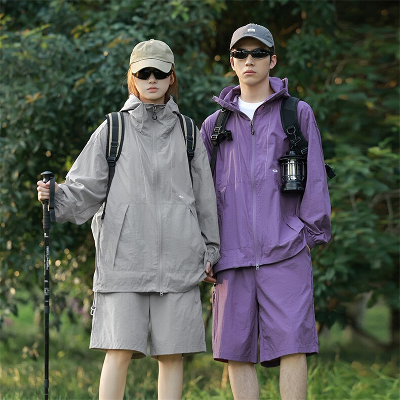 美式防晒衣套装情侣夏季潮牌户外速干两件套A436-2401+6839-P75,男装休闲套装,电商A436
