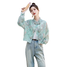 新中式外套女初春秋季2025新款小个子刺绣印花薄款防晒衣，女装防晒衣，关键词